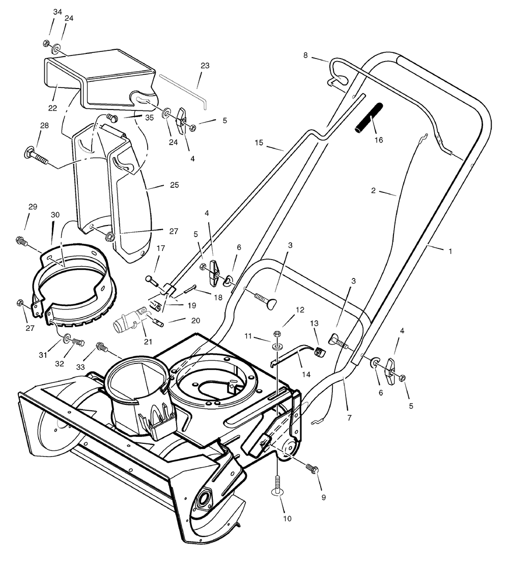 Handle Assembly Diagram and Parts List for 1695521-18-2818-79MN421 2008 Briggs and Stratton Snow Blower